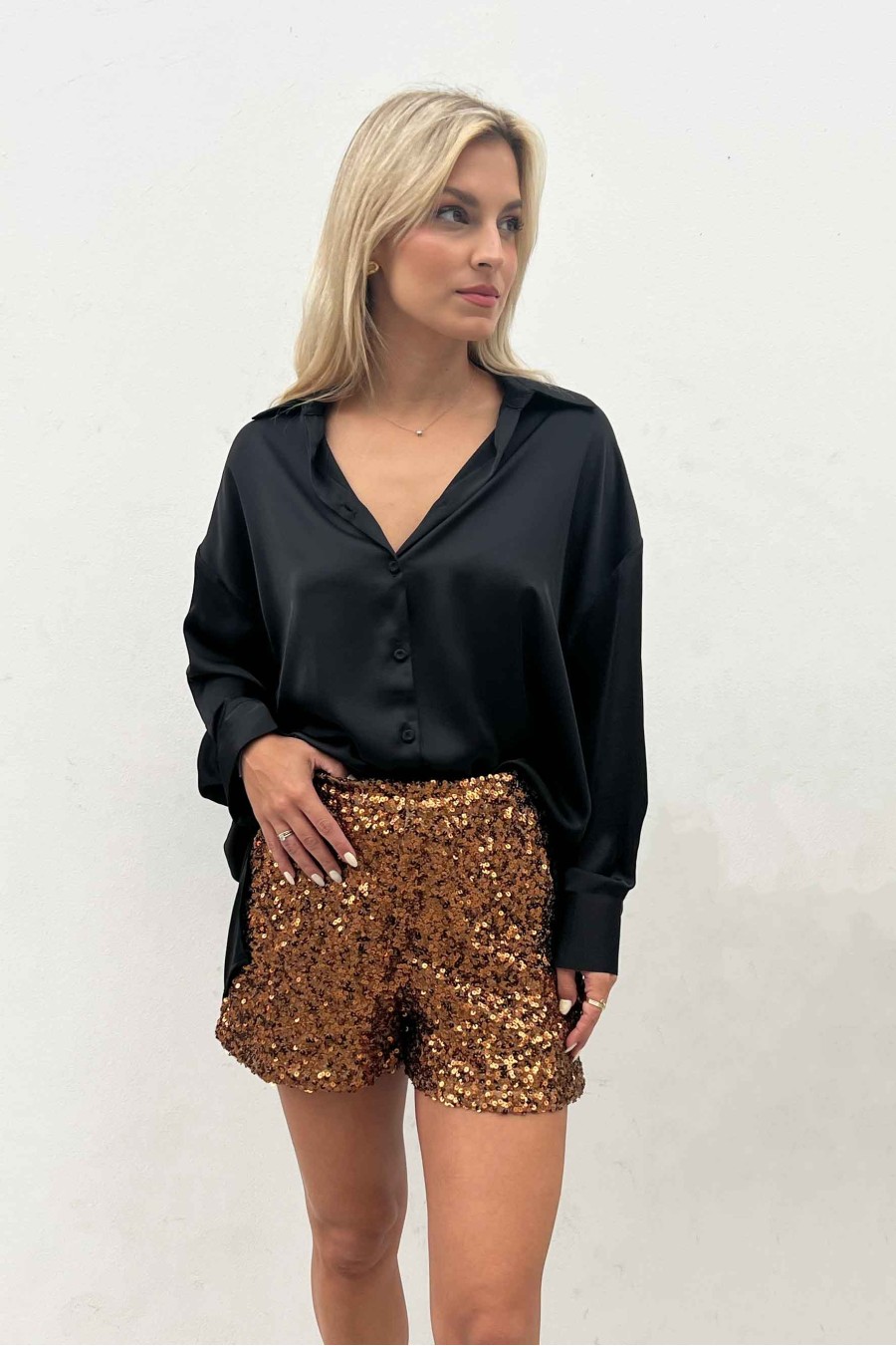 Luxurious Sequin Shorts | Chocolate