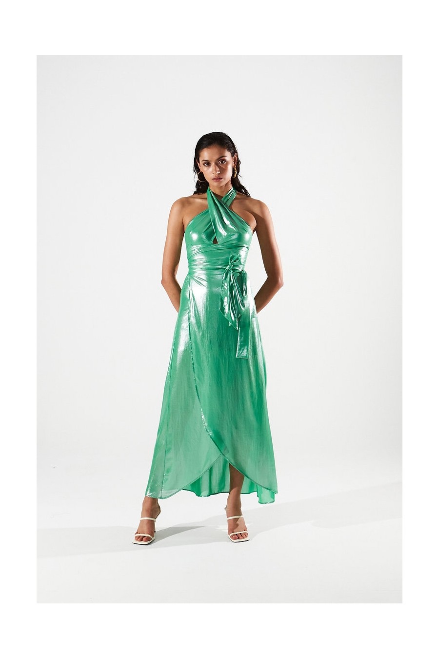 Magnolia Shiny Green Wrap Skirt