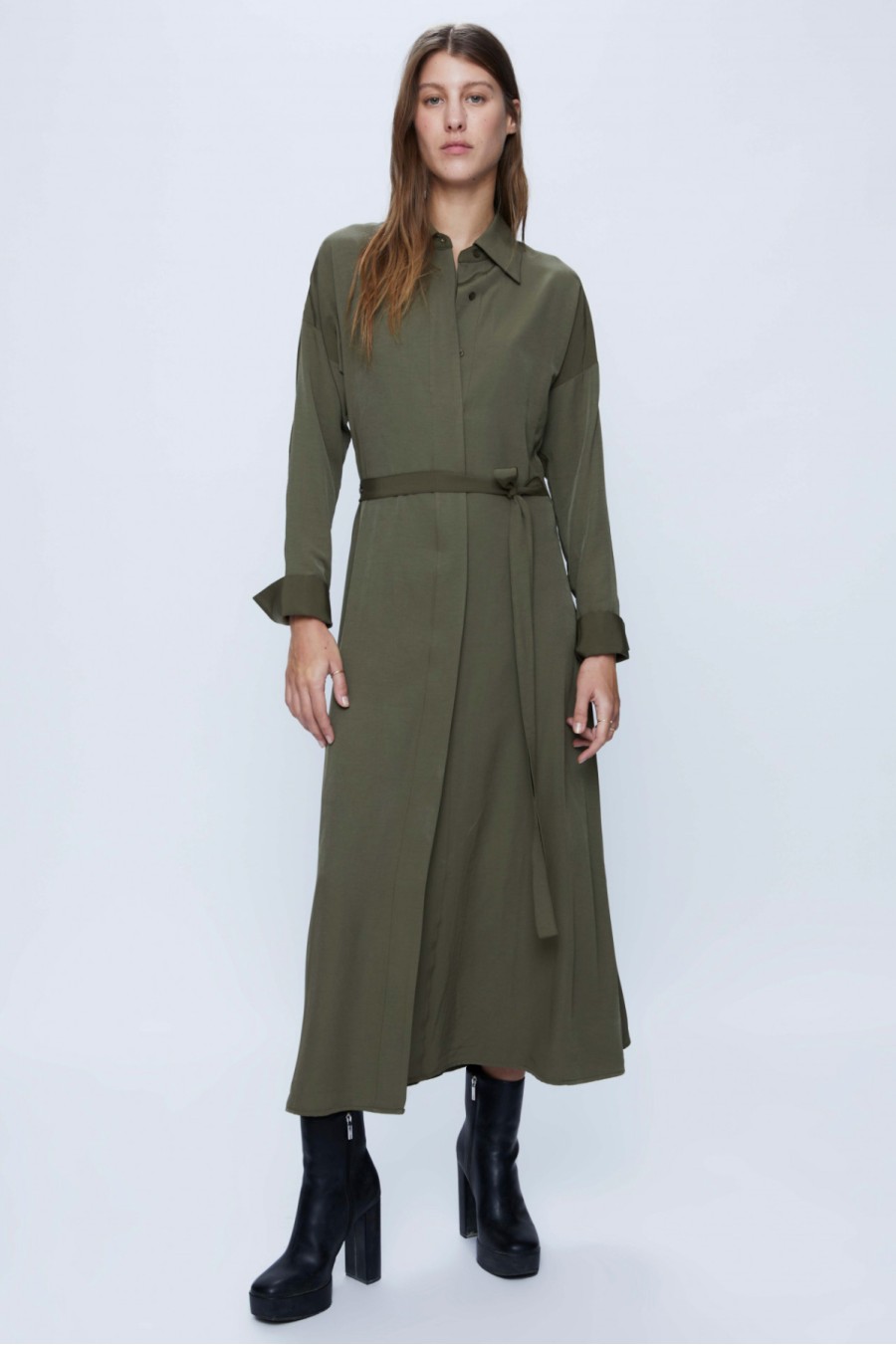 Green Maxi Shirt Dress