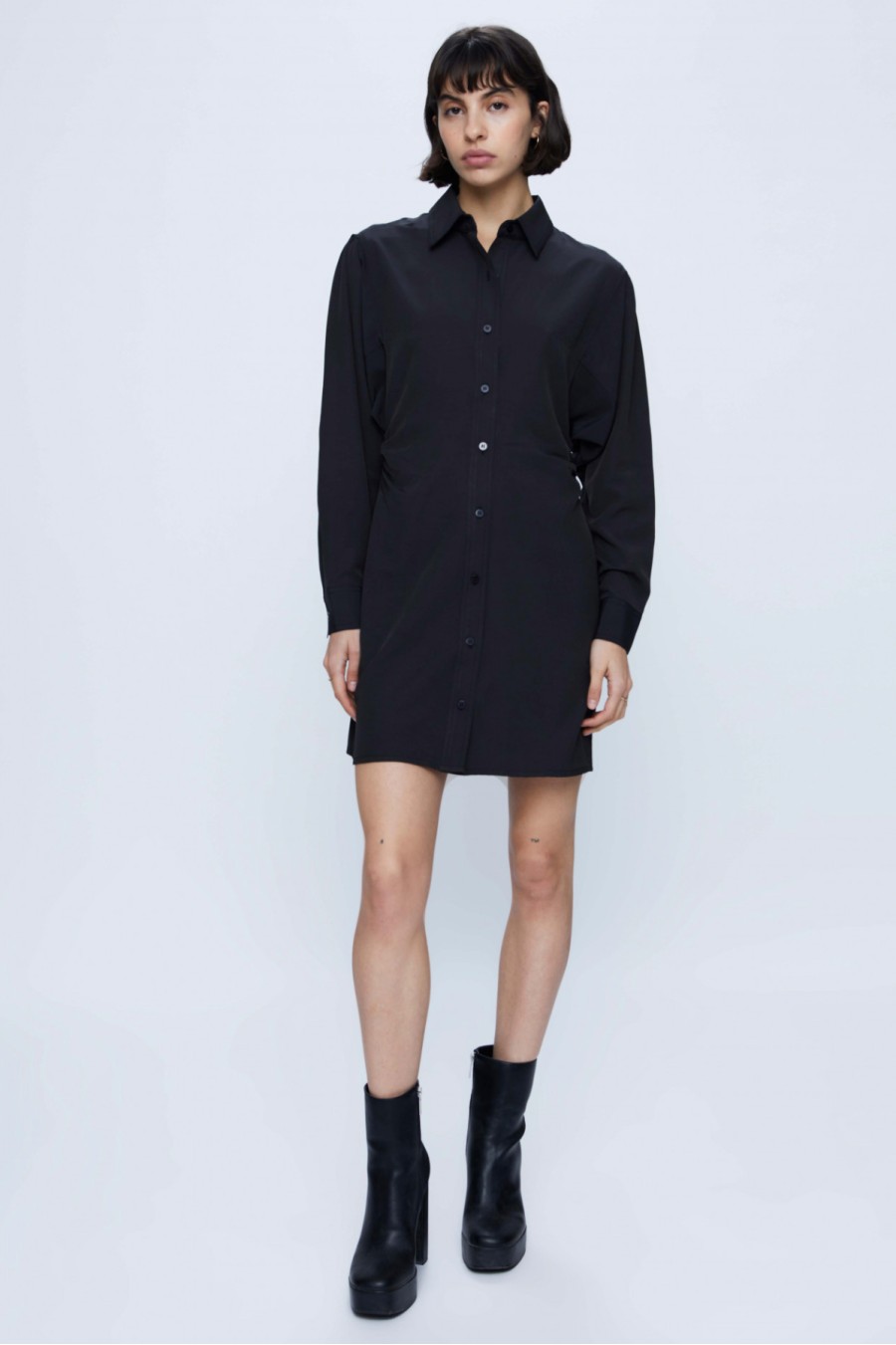 Black Mini Shirt Dress