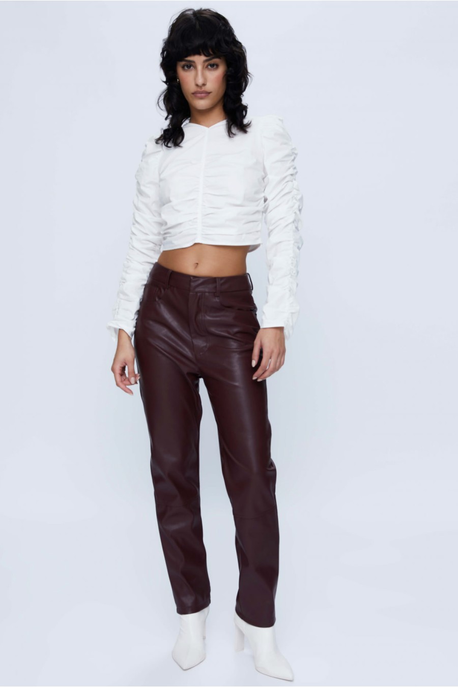 Brown Faux Leather Pants