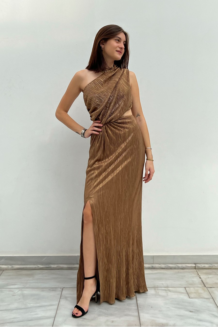 Bronze maxi clearance dress