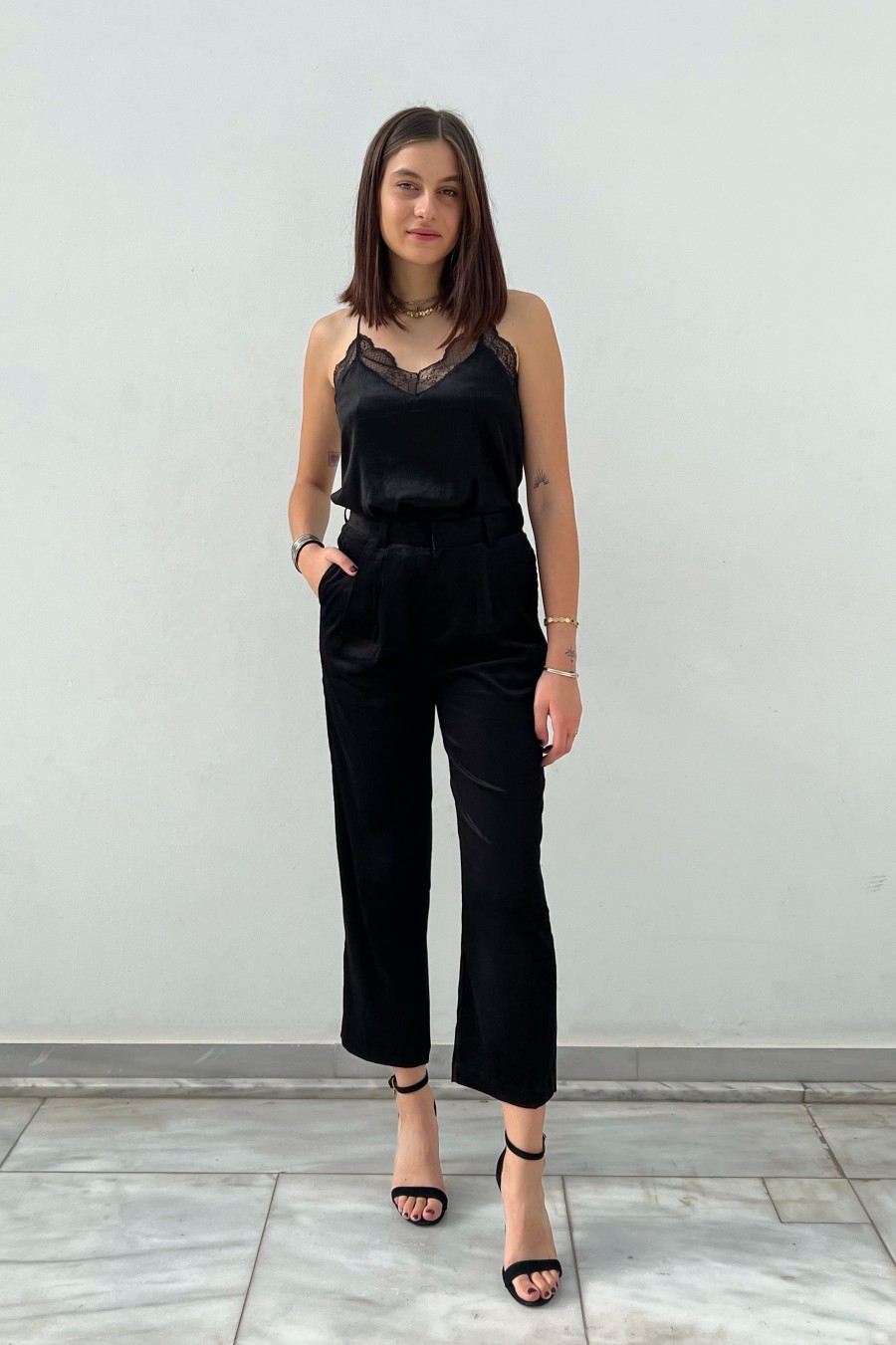 Black Velvet Tailored Pants