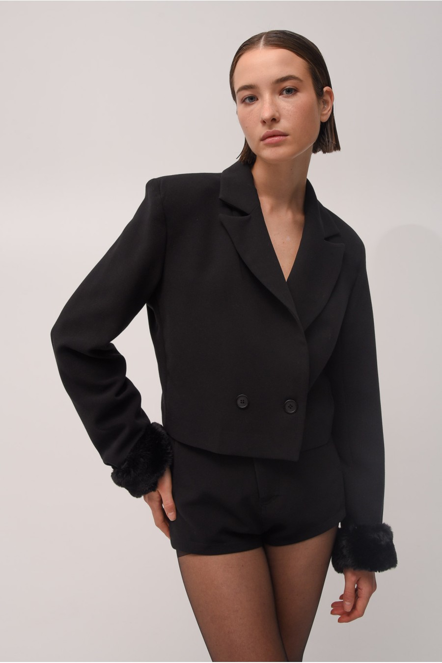 Celia Cropped Blazer | Black