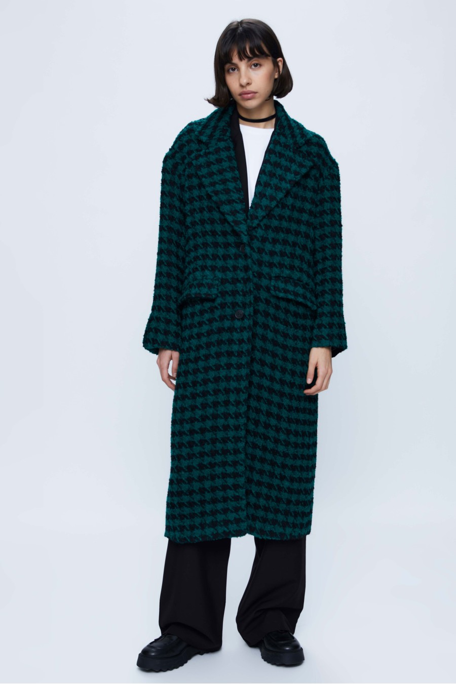 Houndstooth Long Coat