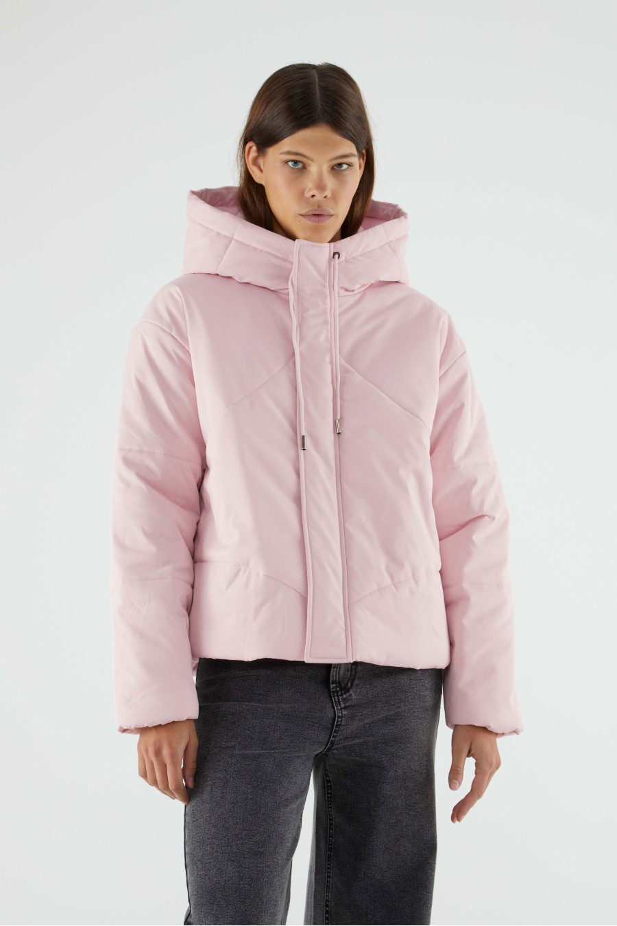 Pink Hooded Puffer Jacket