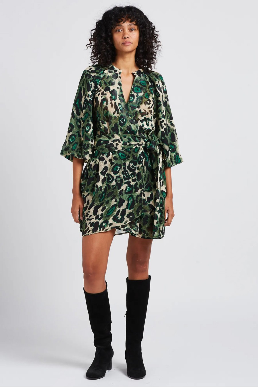 Green Leopard Mini Dress