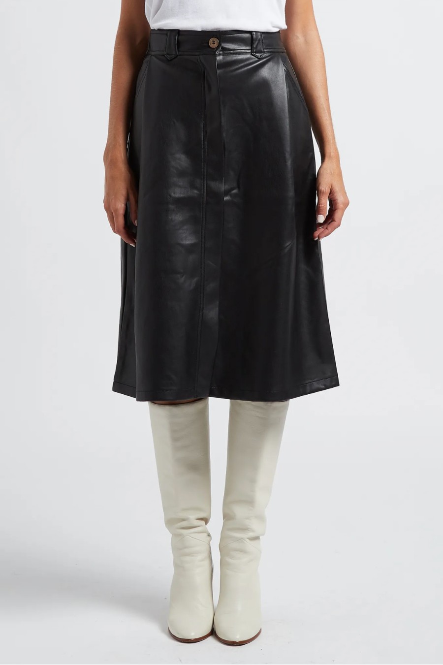 Faux Leather Midi Skirt