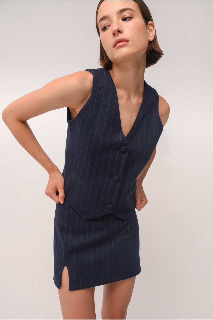 Milana Stripped Vest | Navy...