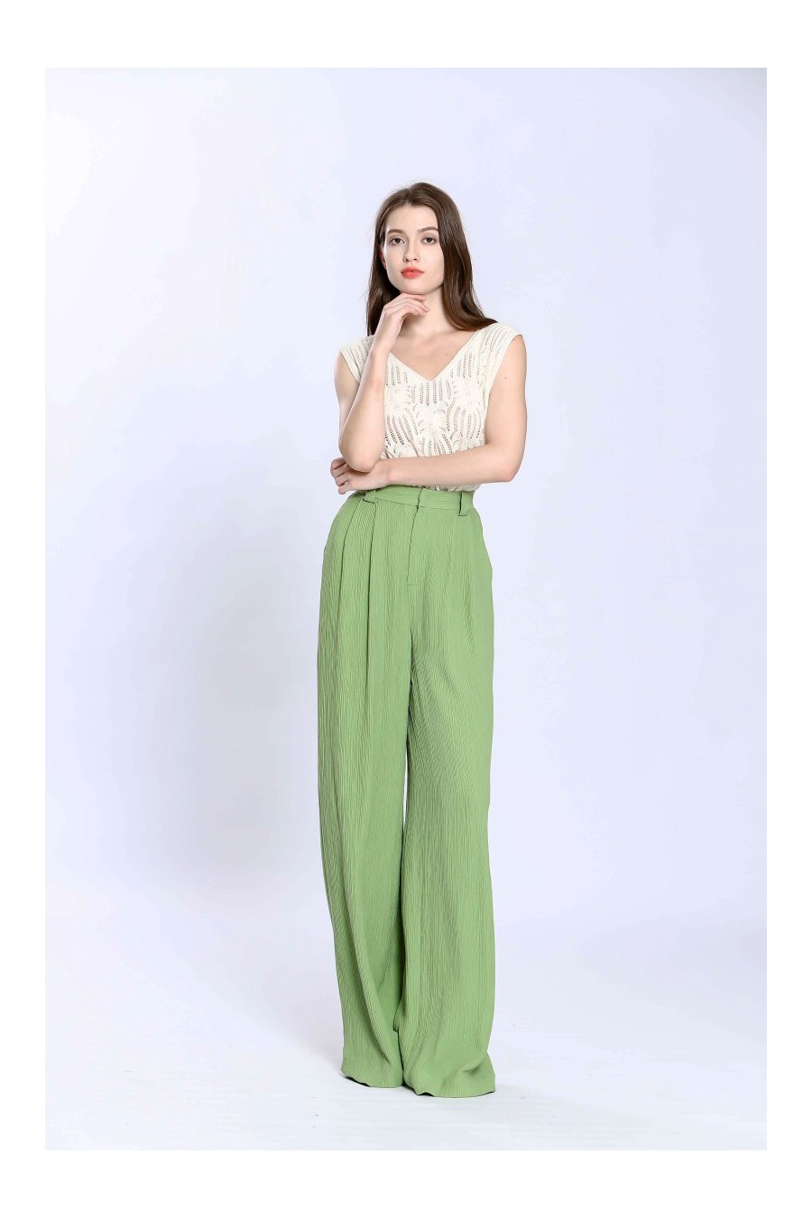 Textured Wide Leg Pants