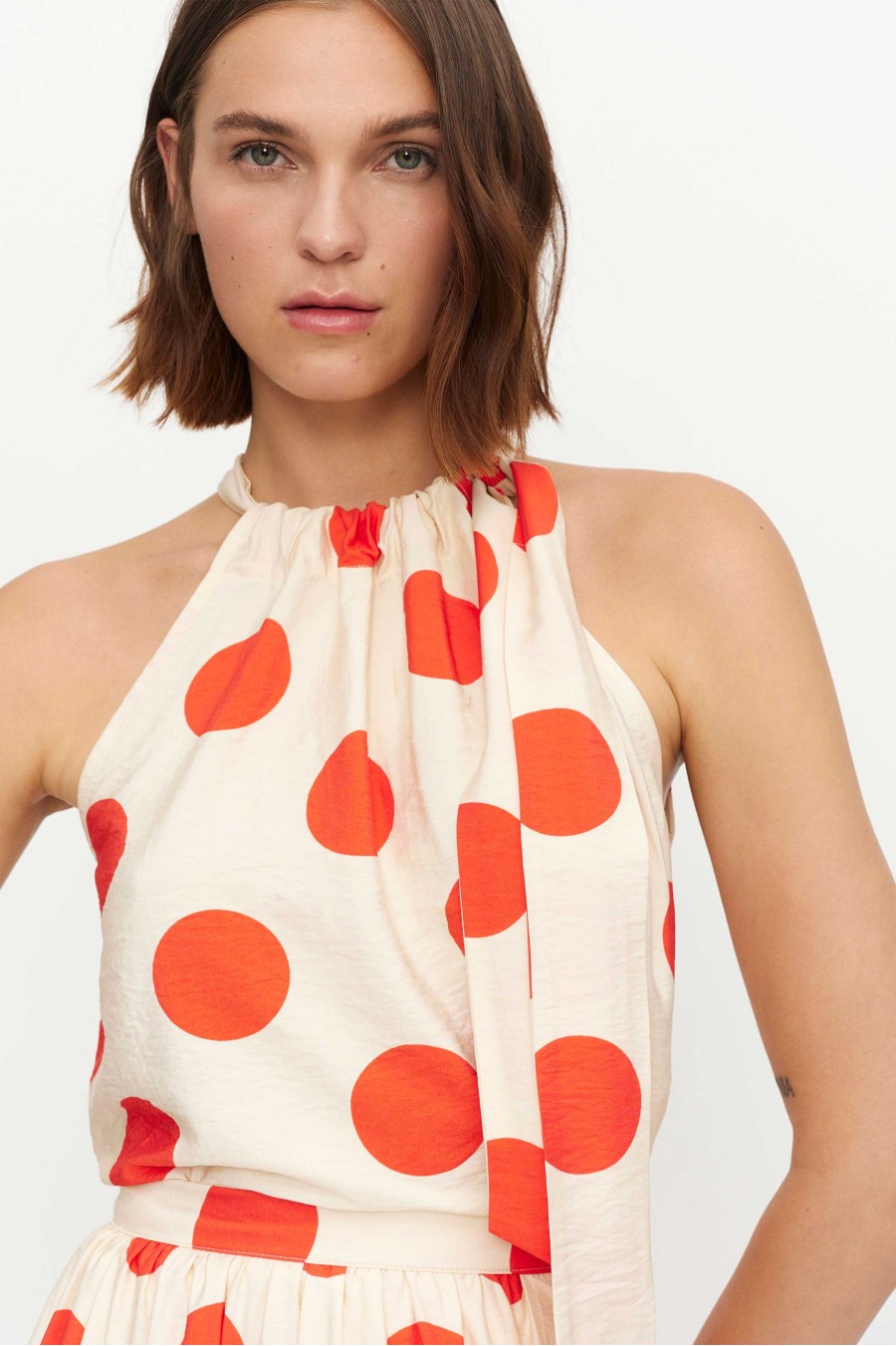 Polka Dots High Neck Blouse