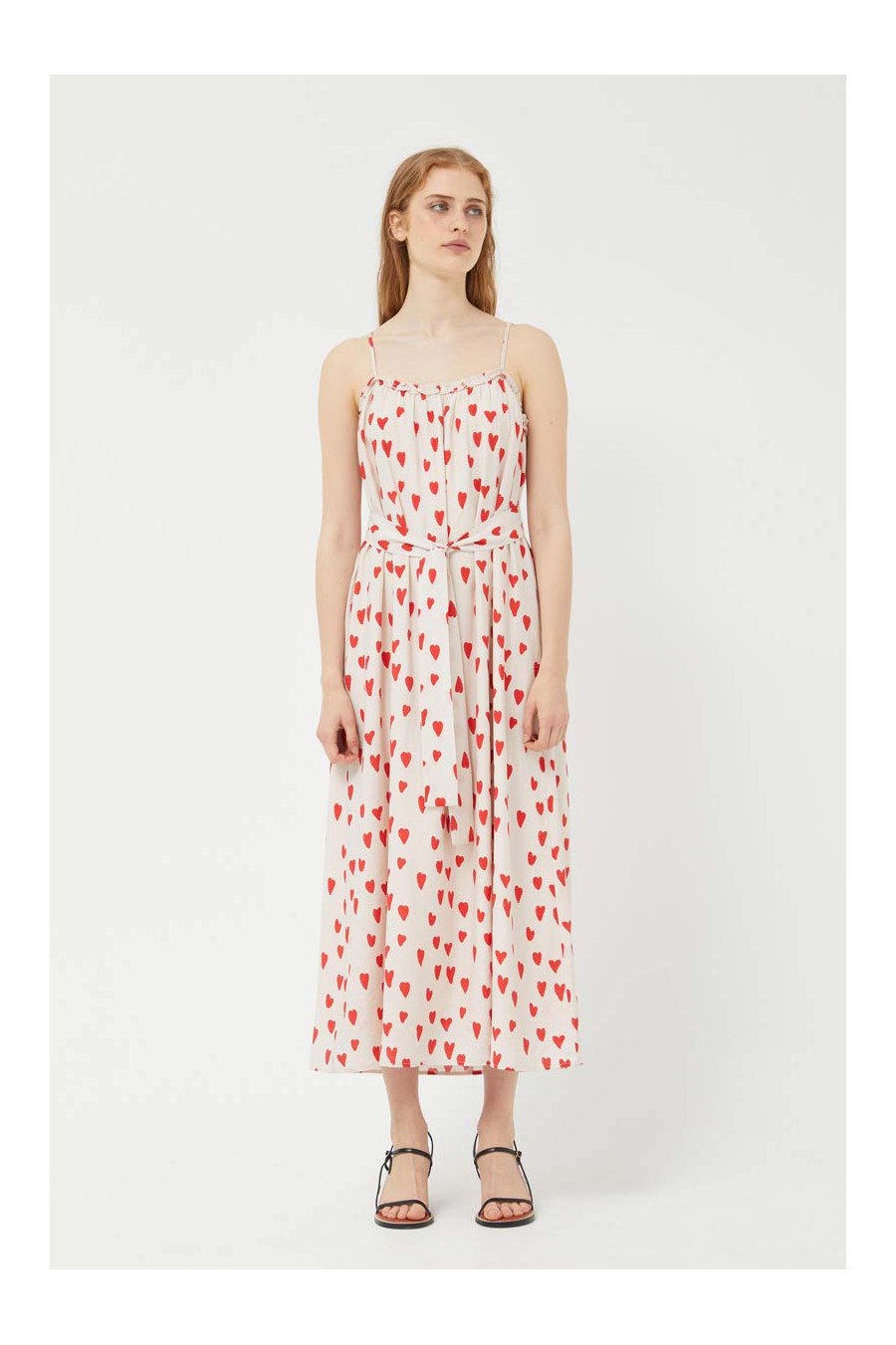 Hearts Print Midi Dress