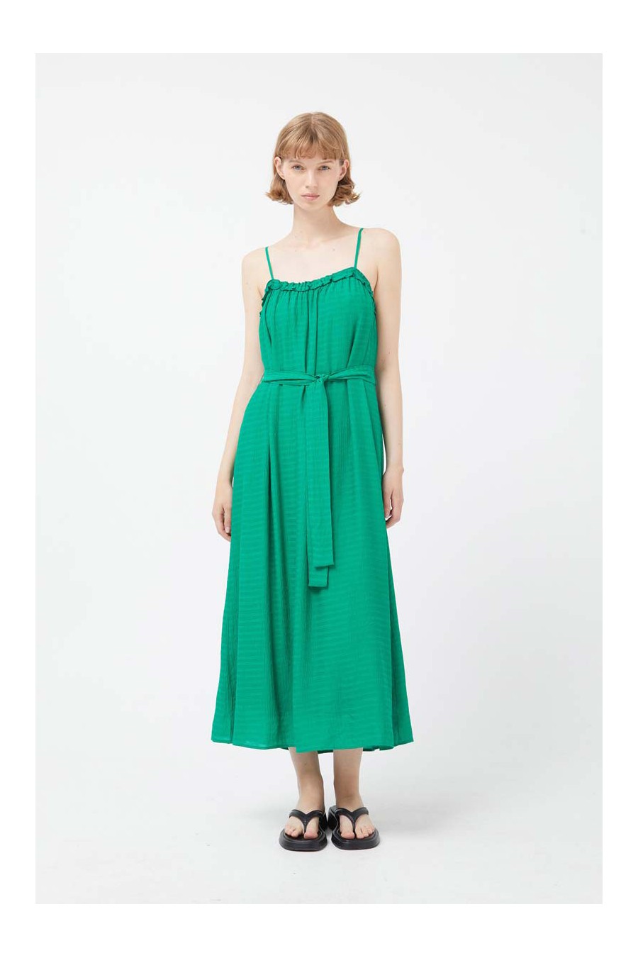 Green Crepe Maxi Dress