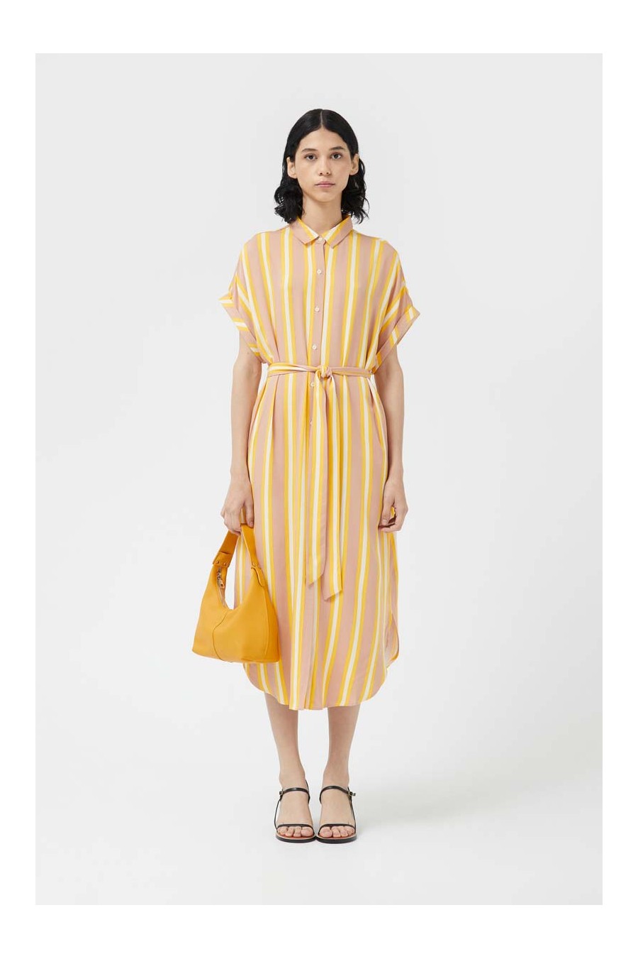 Yellow Stripes Midi Dress