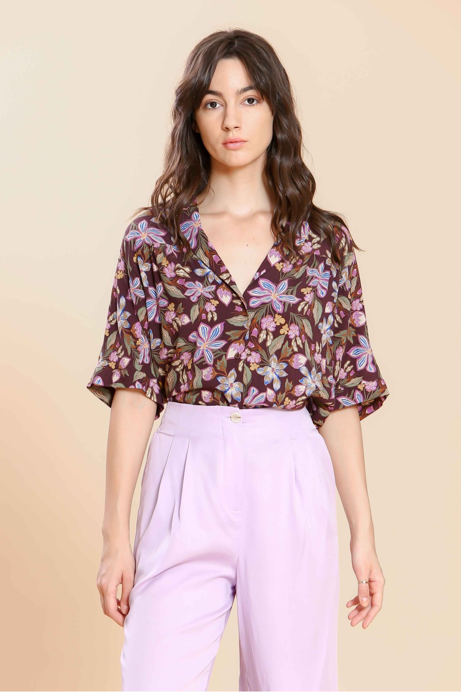 Dark Purple Floral Shirt