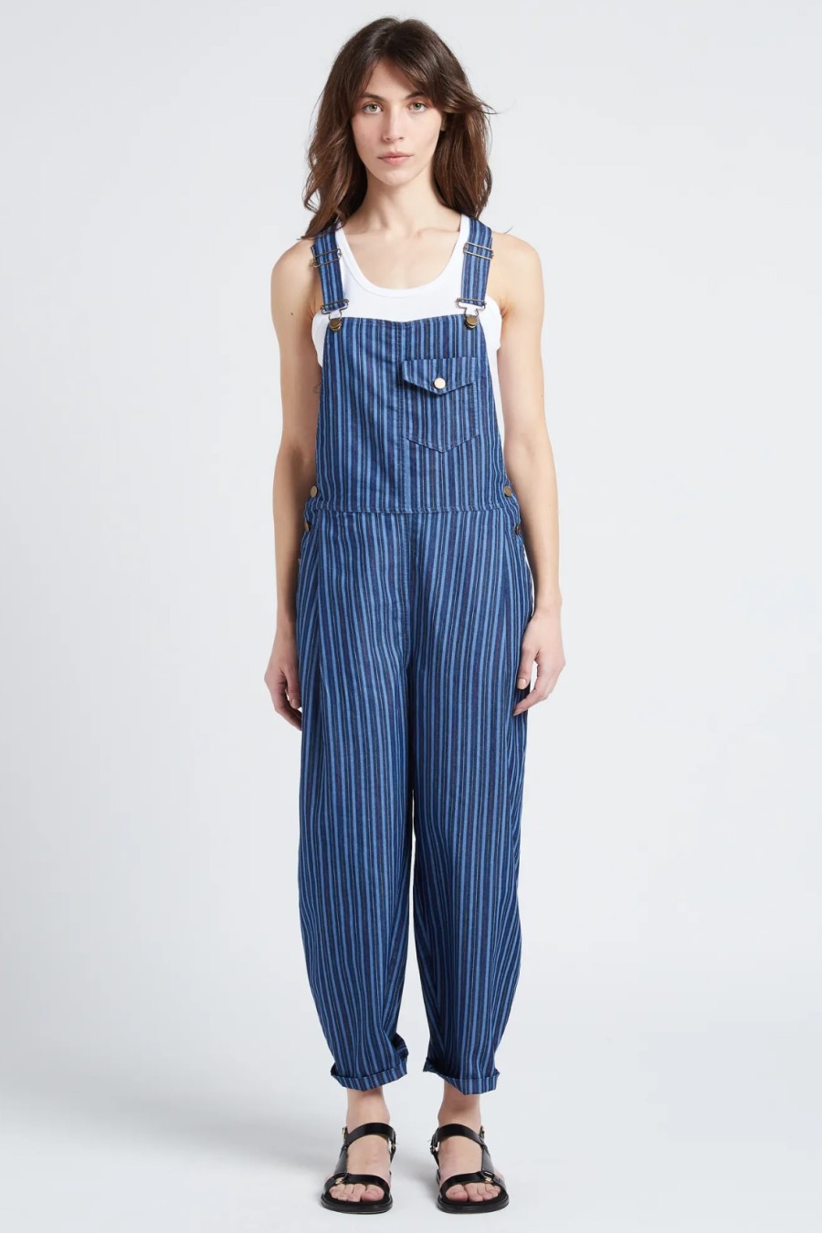 Striped Cotton Blend Jumpsuit