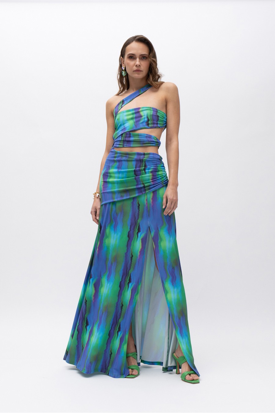 Aurora Blue Green Print Dress