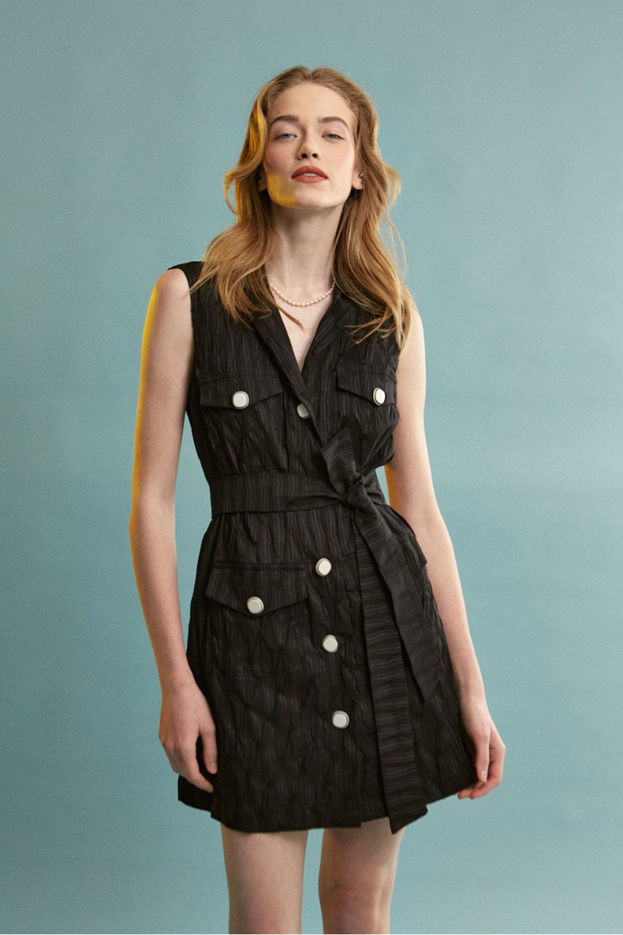 Feya Polka Dot Mini Black Shirtdress