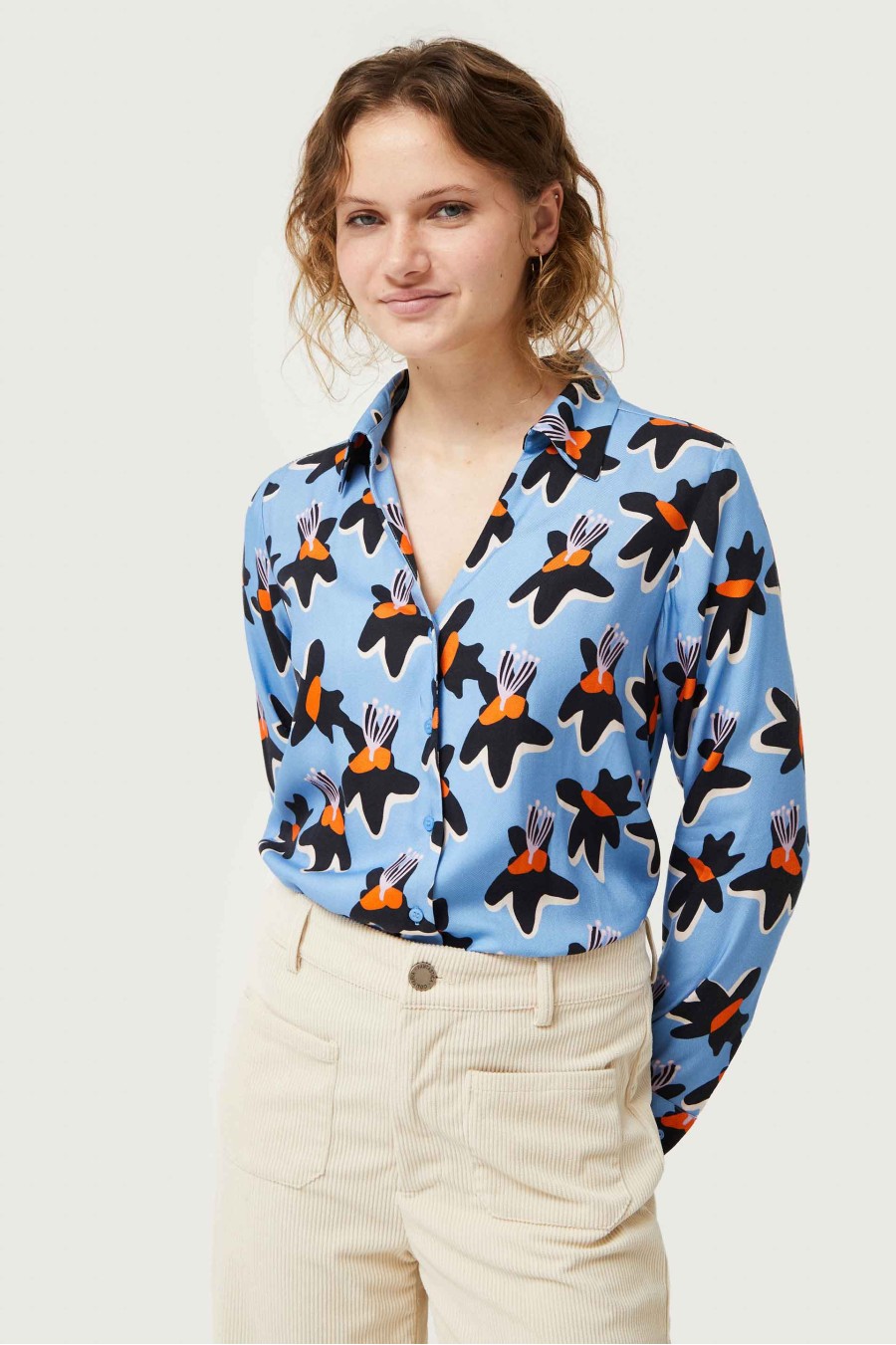 Blue Calatea Floral Shirt