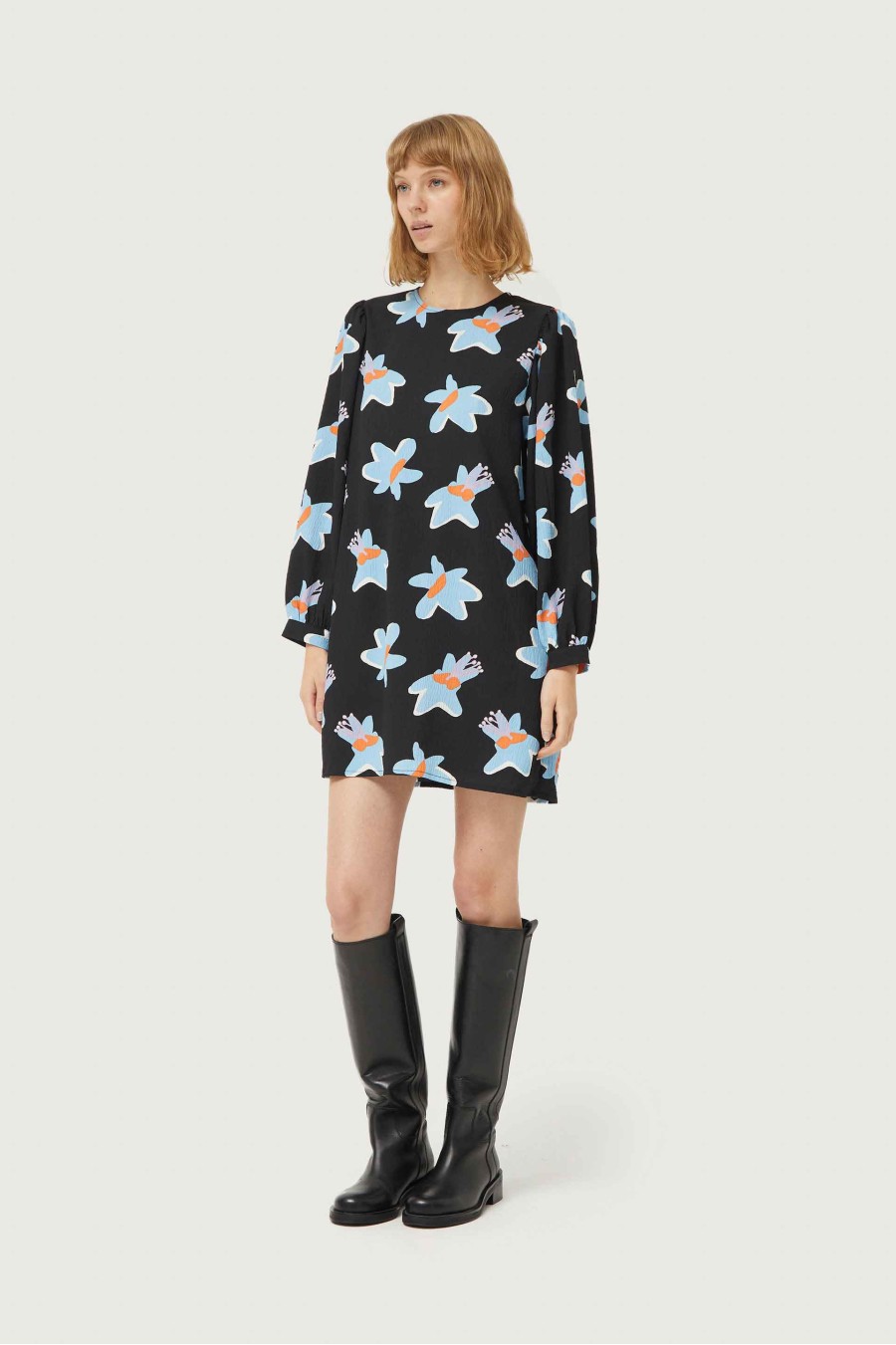 Black Calatea Floral Mini Dress