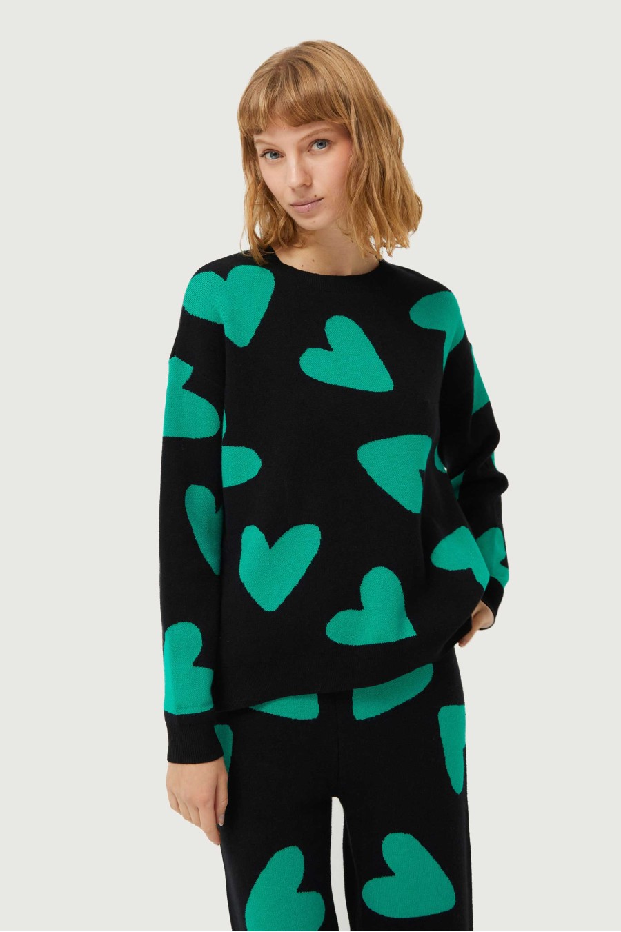 Hearts Jacquard Knit Sweater