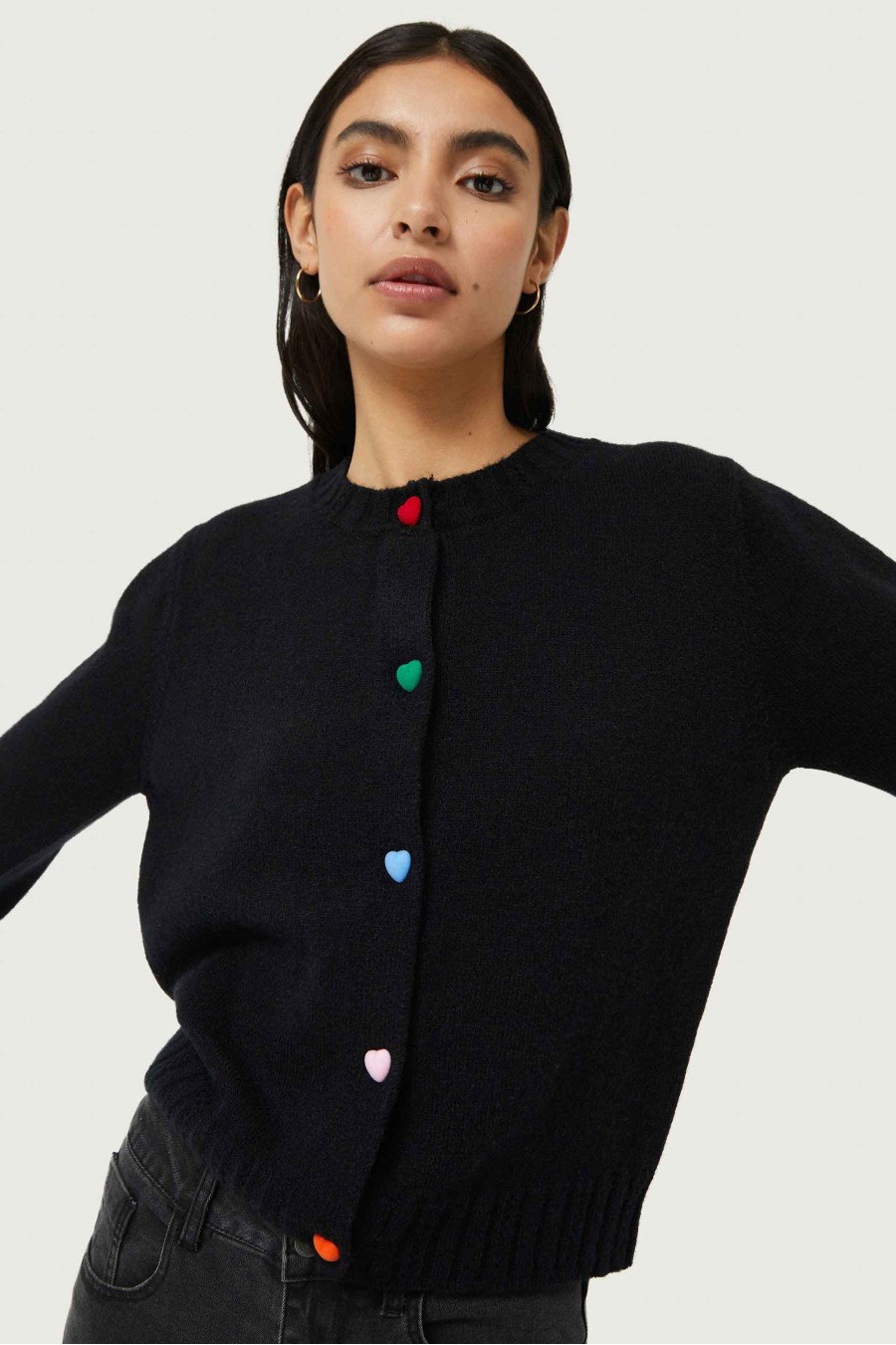 Black Heart Button Cardigan