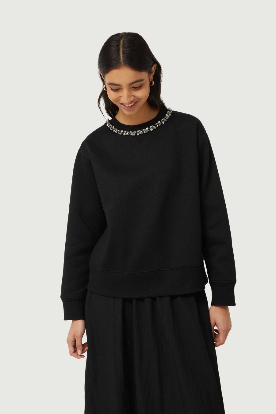 Black Jewelled Neck Sweater