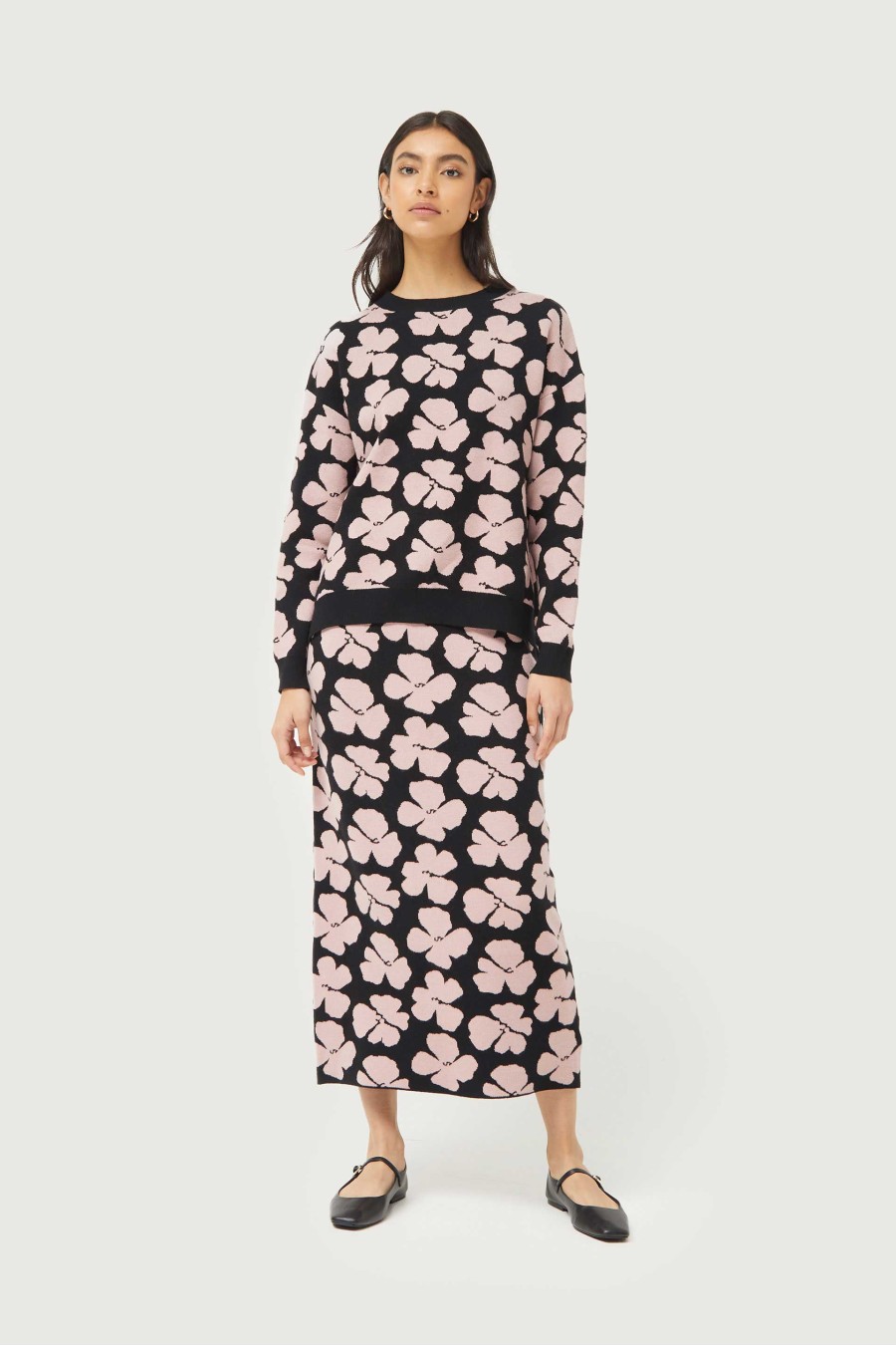 Jacinta Floral Knit Jacquard Skirt