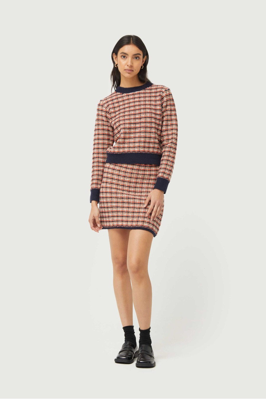 Plaid Knit Mini Skirt