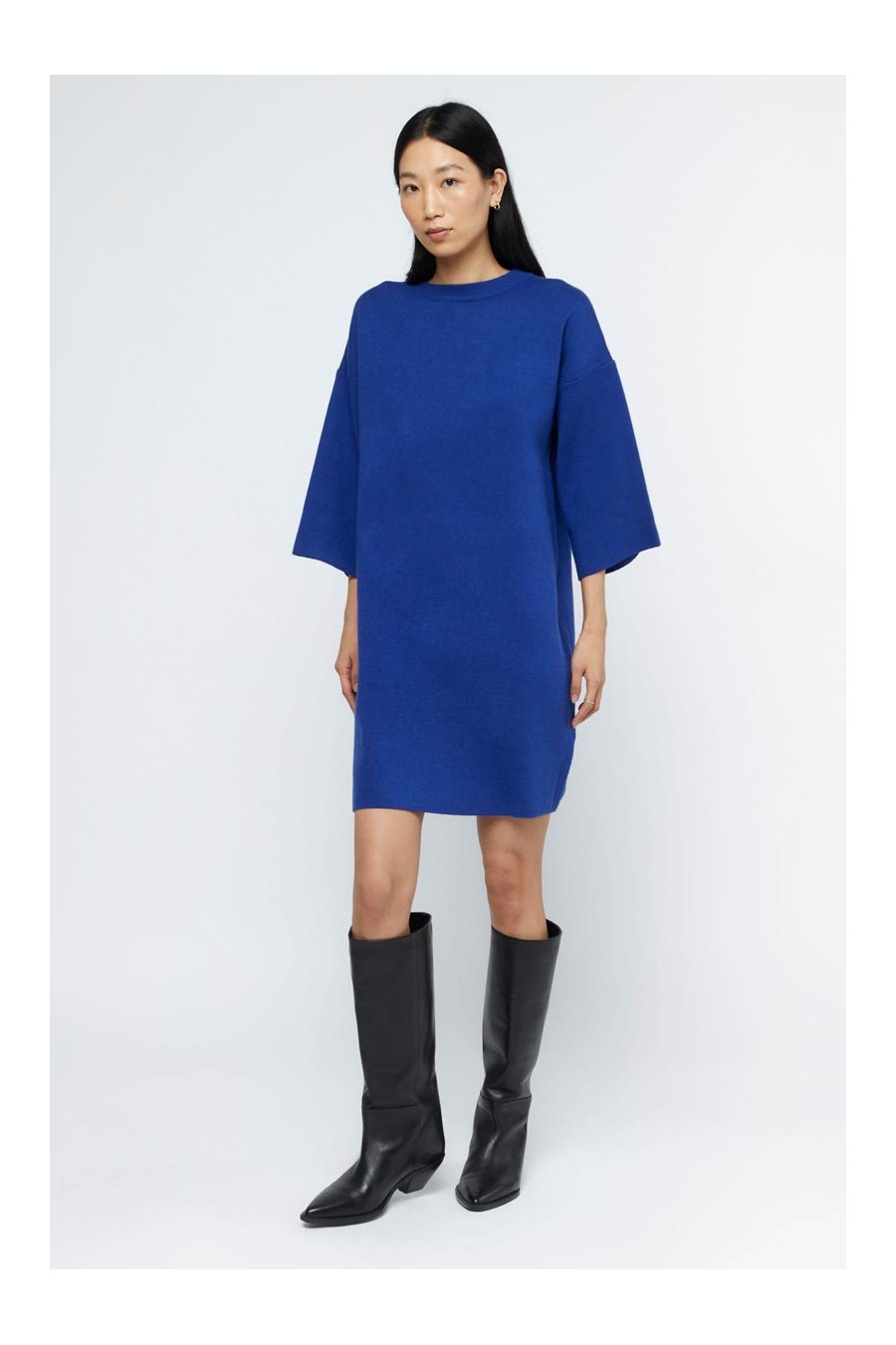 Blue Fine Knit Mini Dress