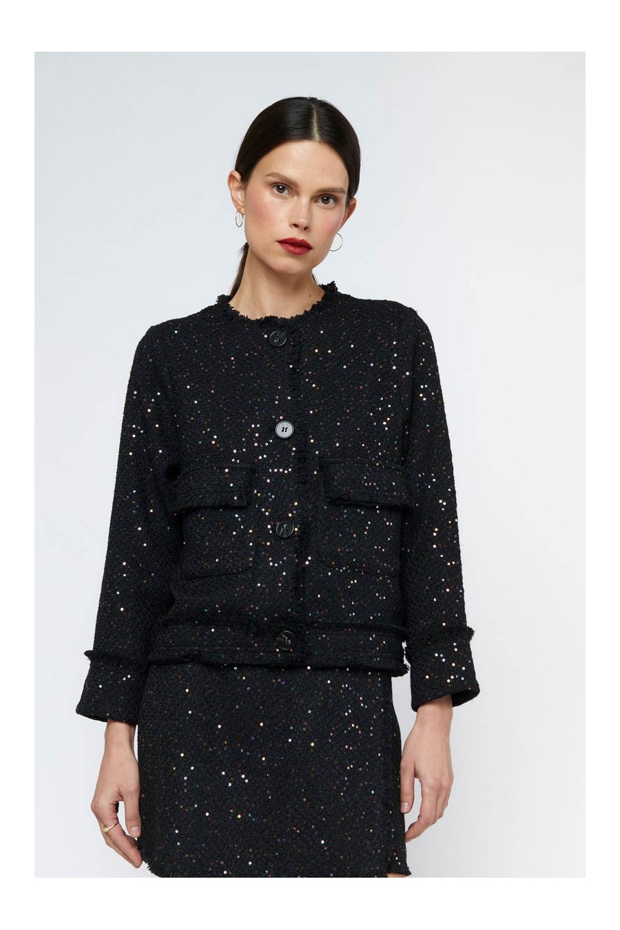 Black Tweed Sequin Jacket