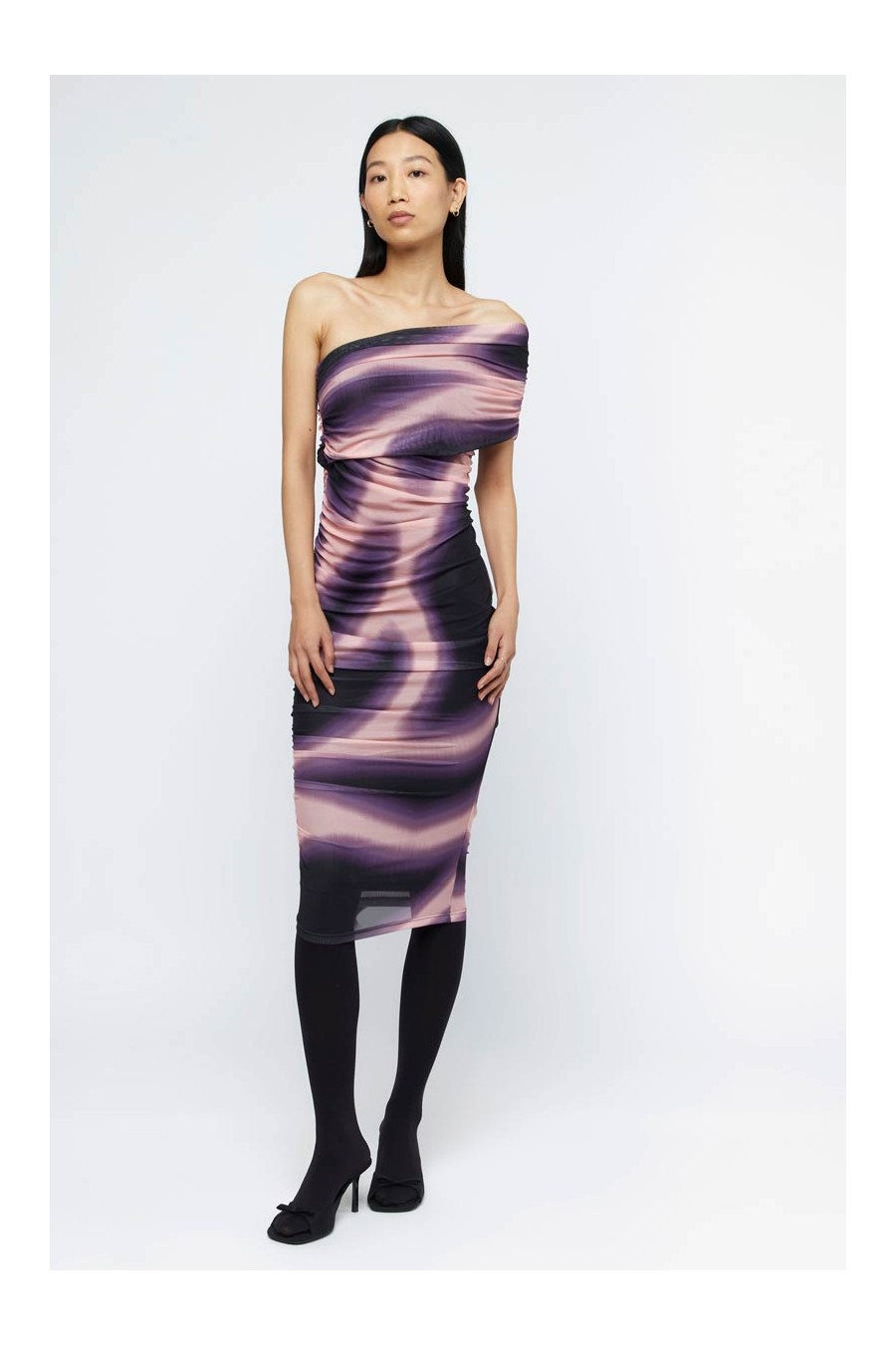 Boreal Print Mesh Midi Dress