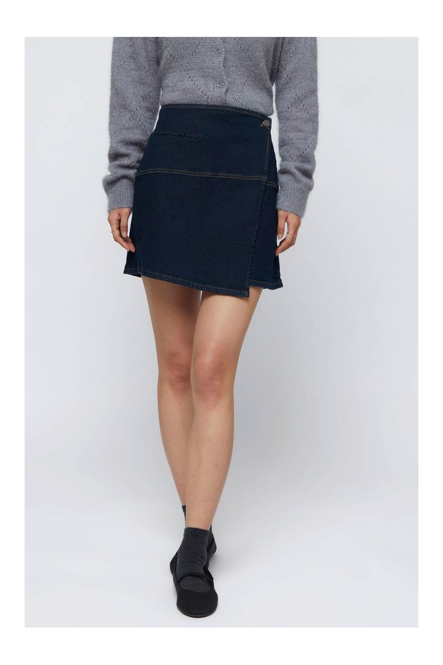 Blue Stretch Denim Mini Skirt