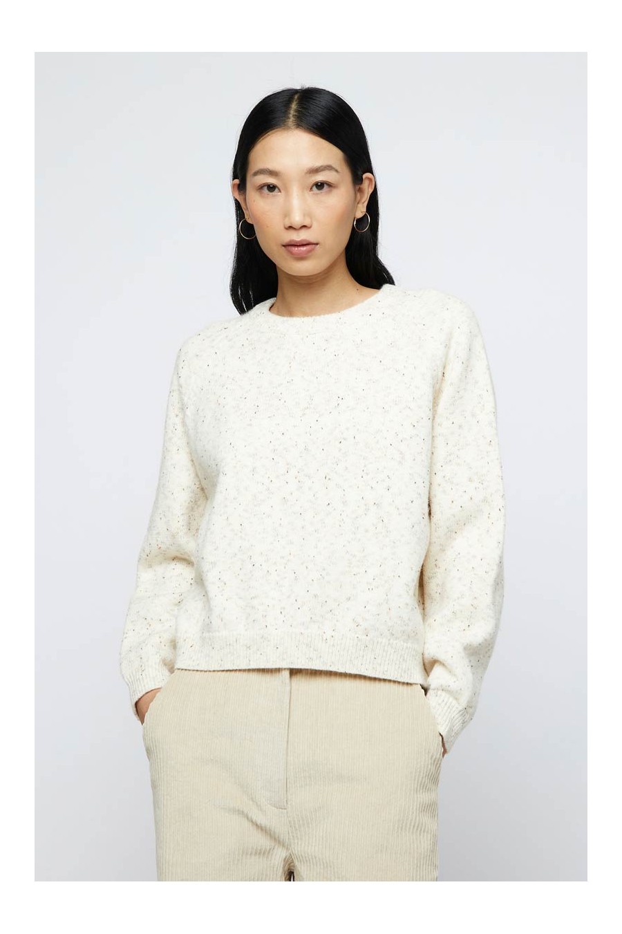 Beige Mottles Knit Sweater