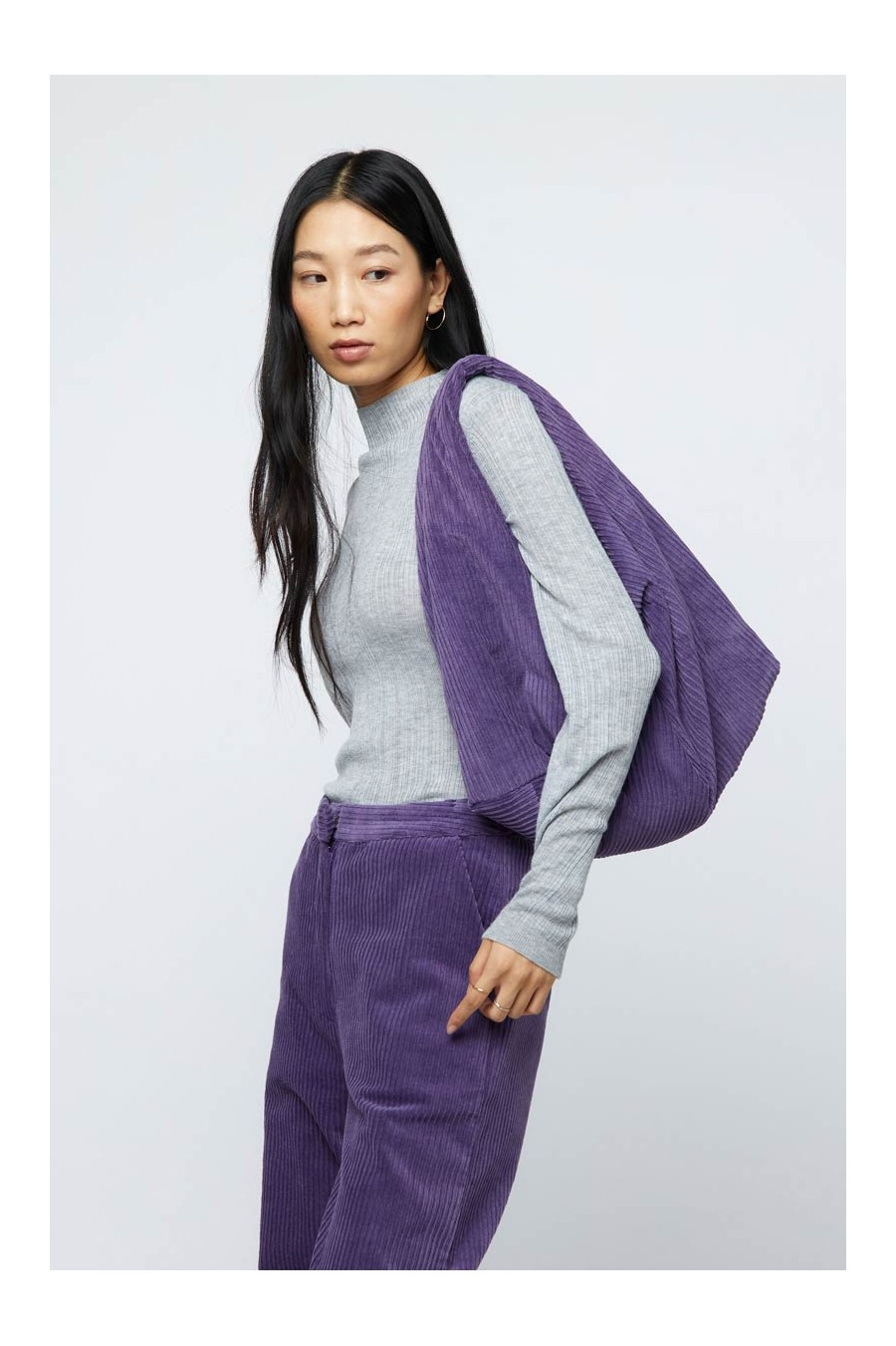 Purple Corduroy Shoulder Bag