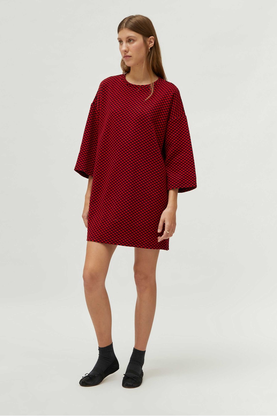 Red Jacquard Knit Mini Dress