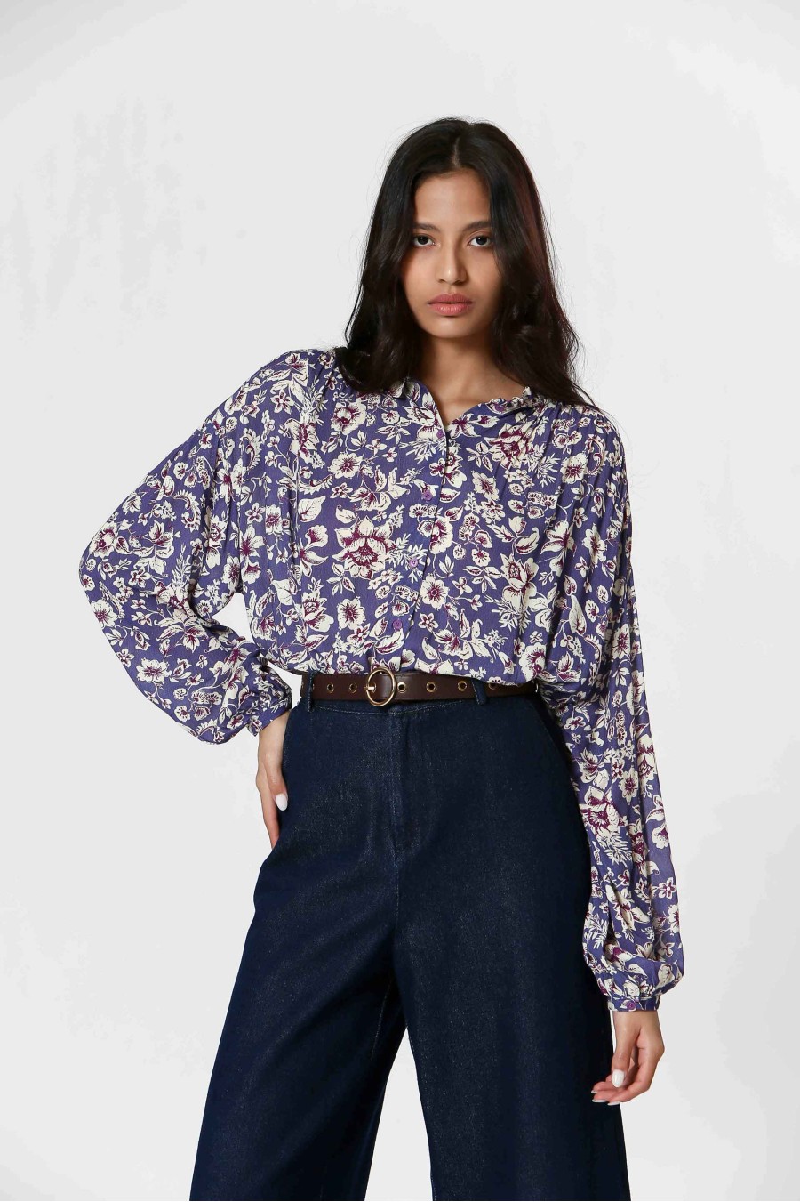 Purple Floral Blouse