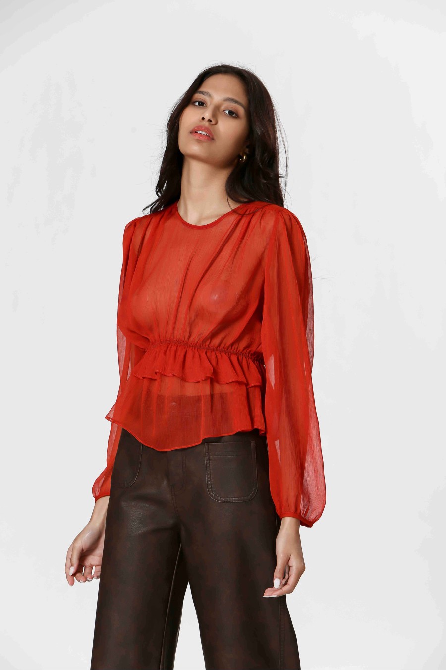 Red Tulle Blouse