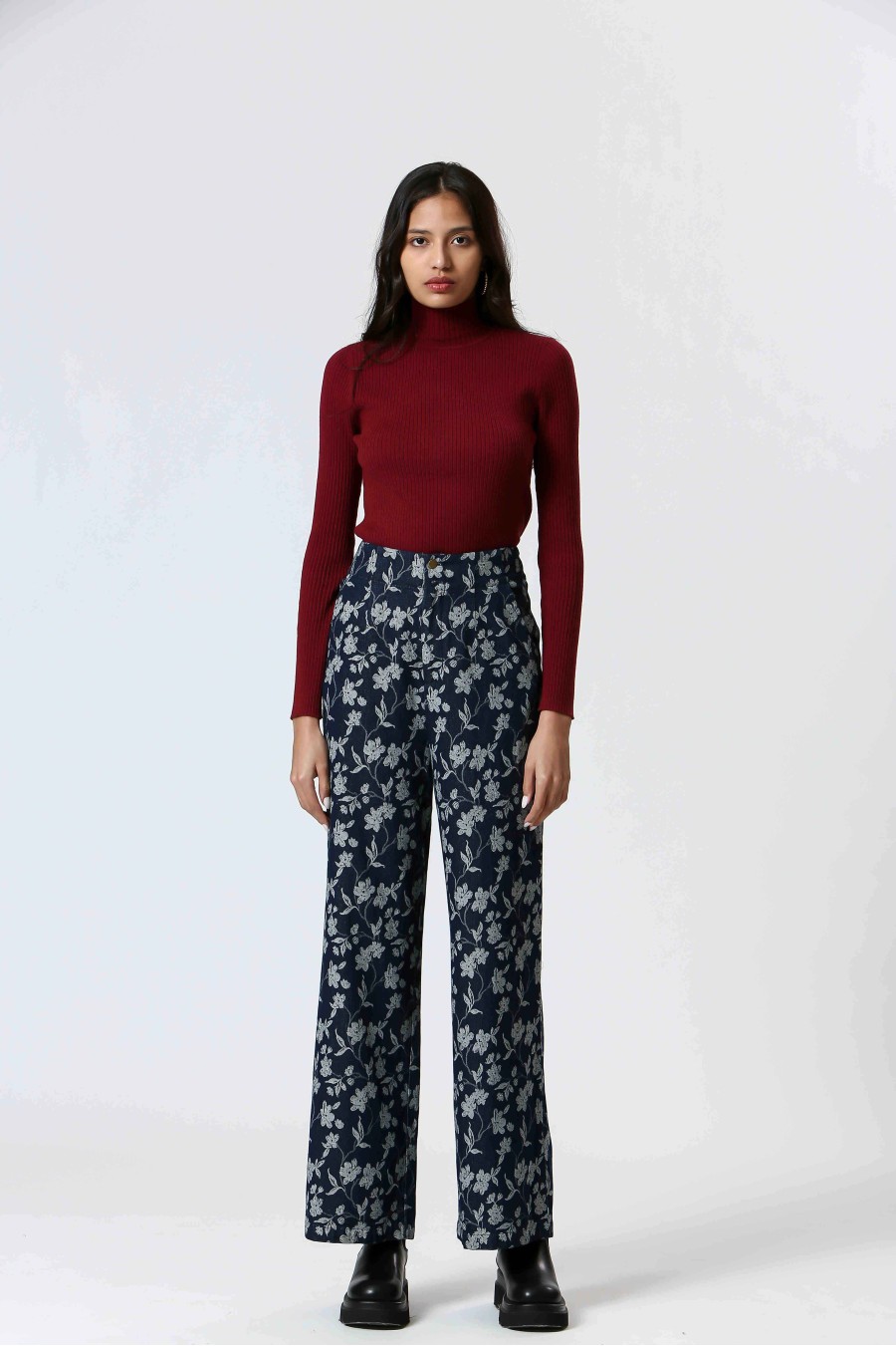 Floral Denim Pants