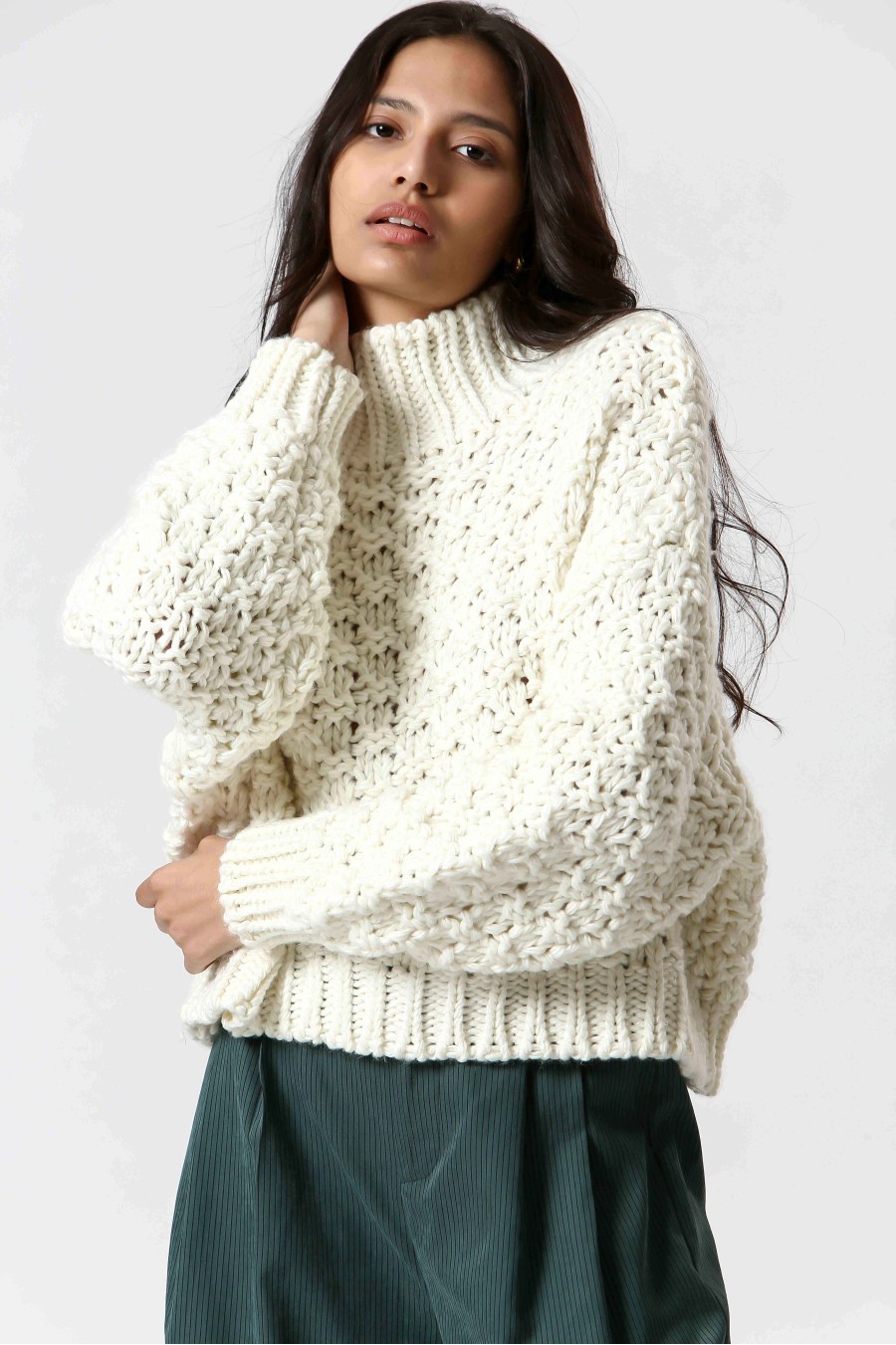 White Chunky Knit Sweater