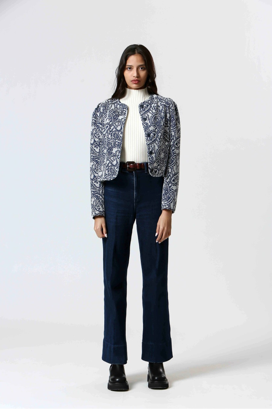 Paisley Jacquard Cropped Jacket