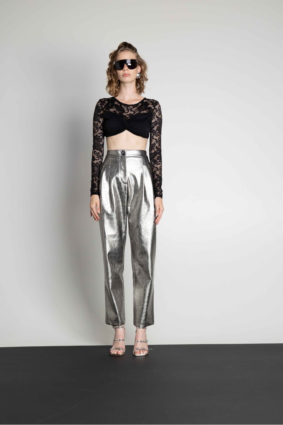 Klea Silver Croco Pants