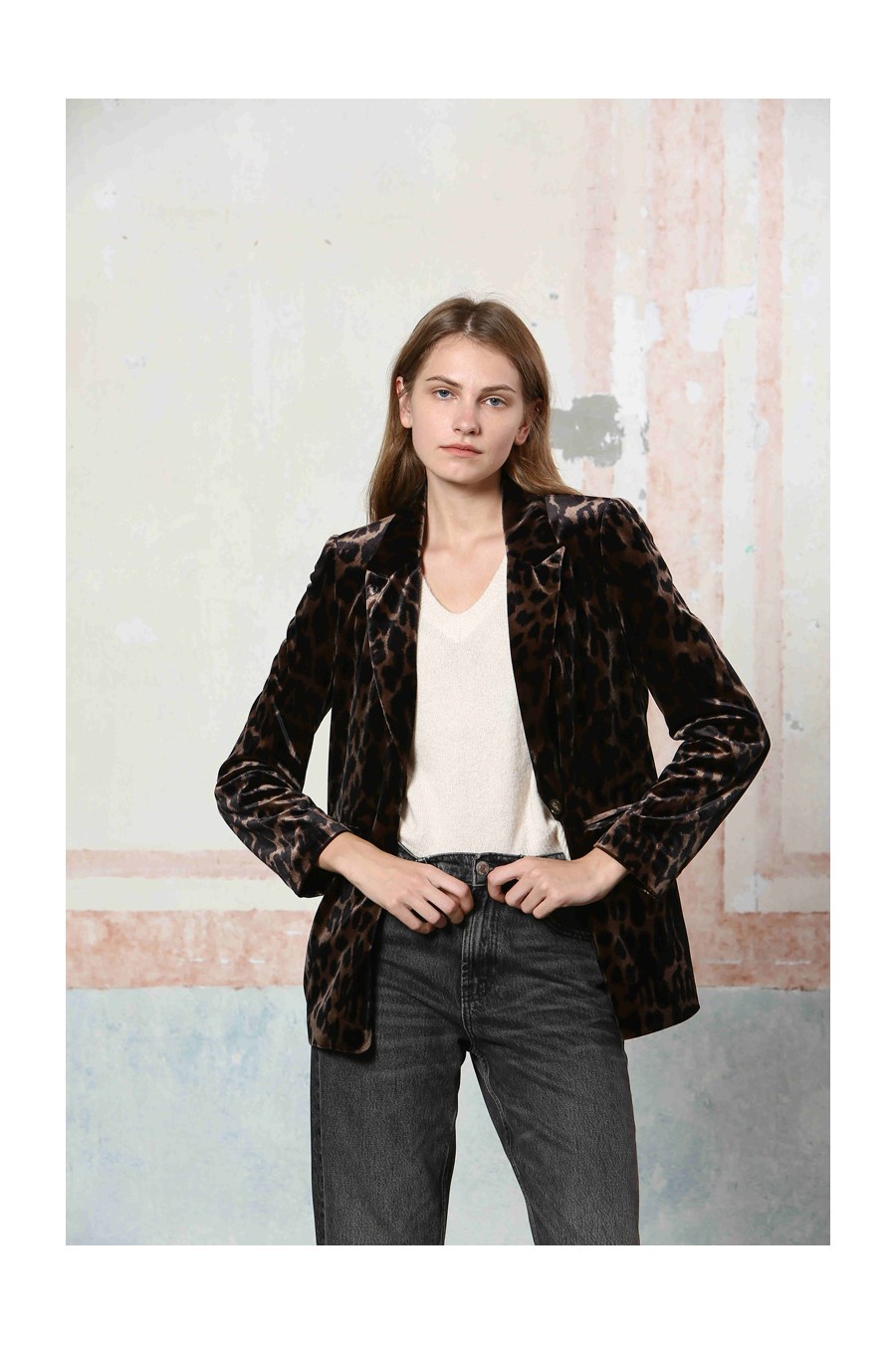 Animal Print Velvet Blazer