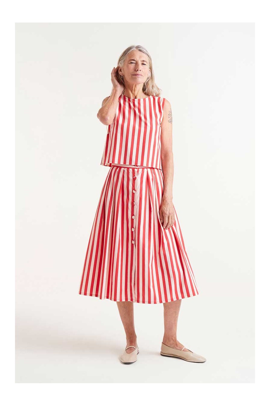 Red Striped Cotton Top