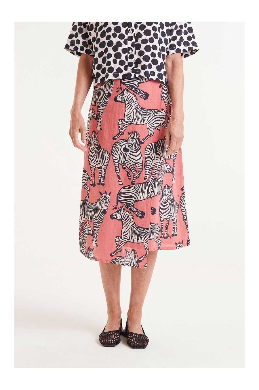 Zebra Print Midi Skirt