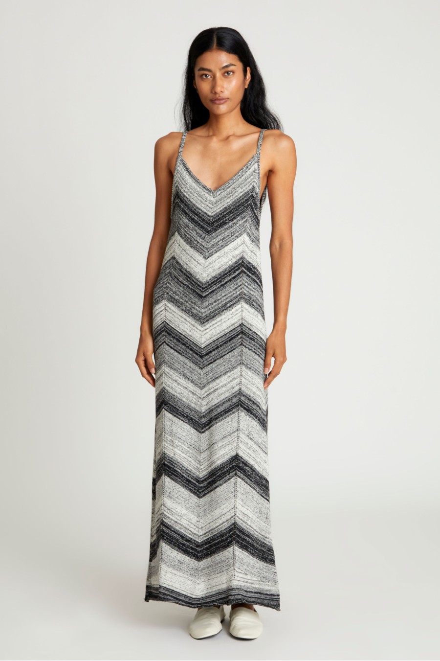 Black & White Knit Maxi Dress