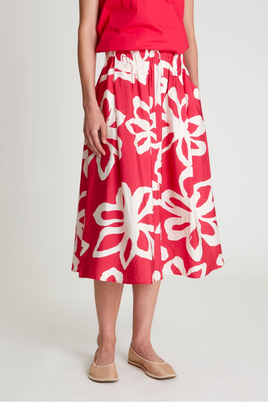 Gaura Floral Print Midi Skirt