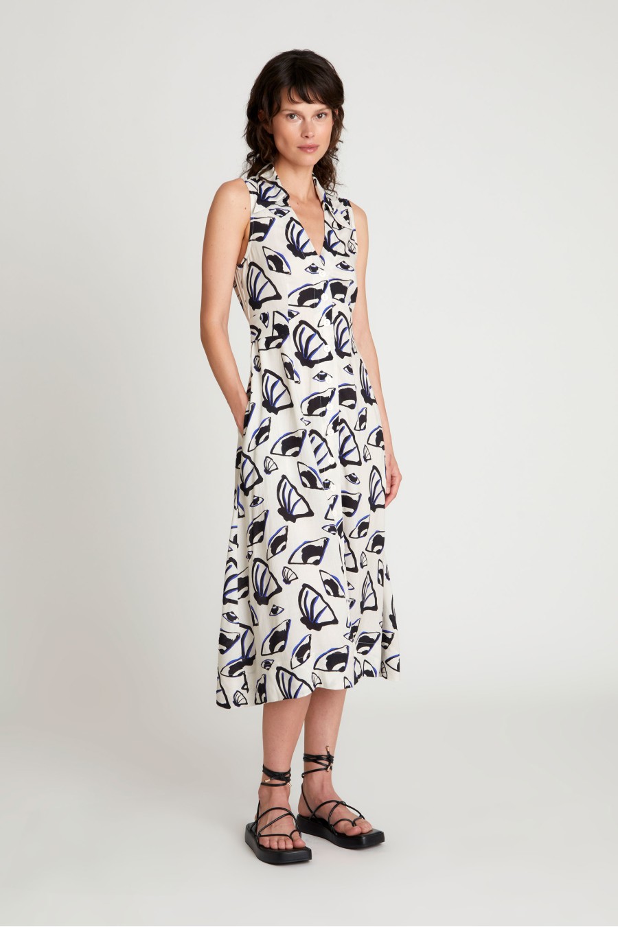 Pearl & Clam Print Midi Dress