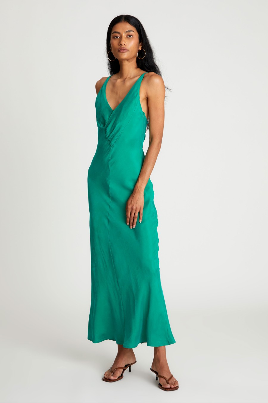 Green Cupro Maxi Dress