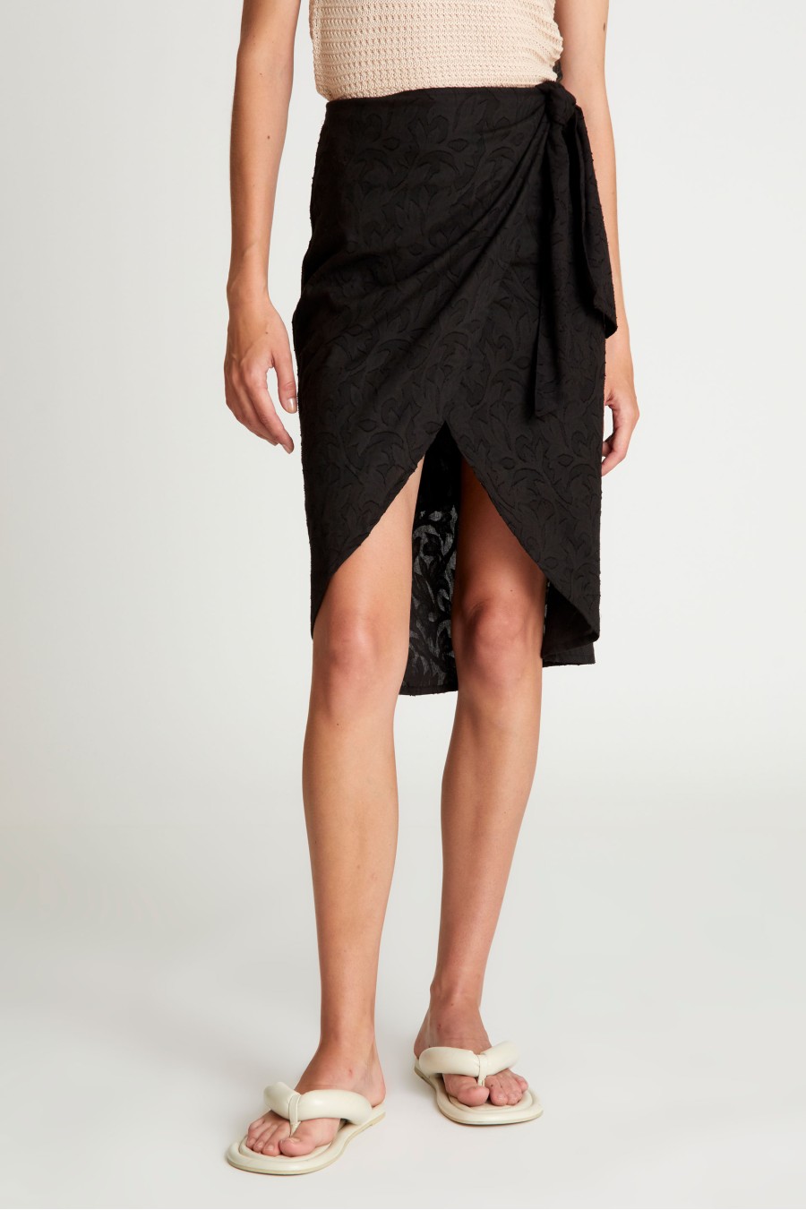 Black Jacquard Midi Skirt